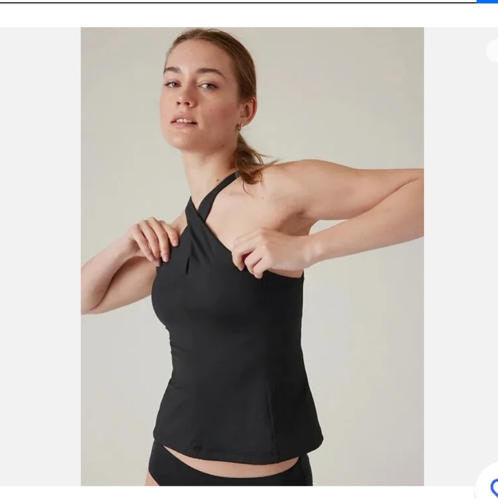 Athleta Crossed Tankini Top in Black NWOT